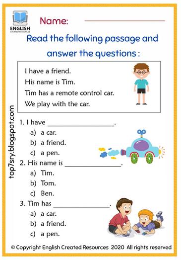 reading comprehension grade 1